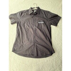 Jägermeister Shirt Mens Medium Black Button Up Pockets Casual Liquor Bombs Adult